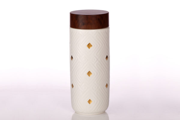Miracle Tumbler White with Hand painted Golden Diamond Checks