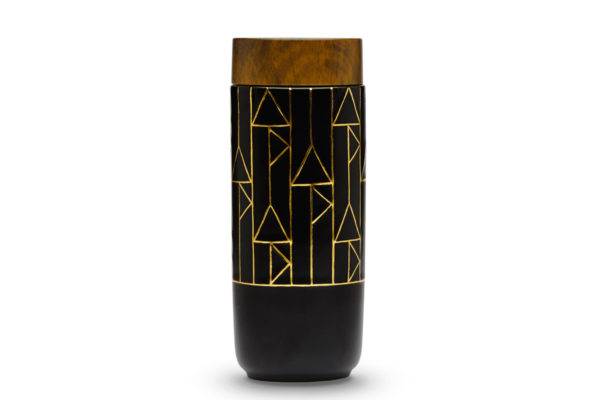 The Alchemical Signs Tumbler Black vertical pattern Hand painted 100 liquid golden line