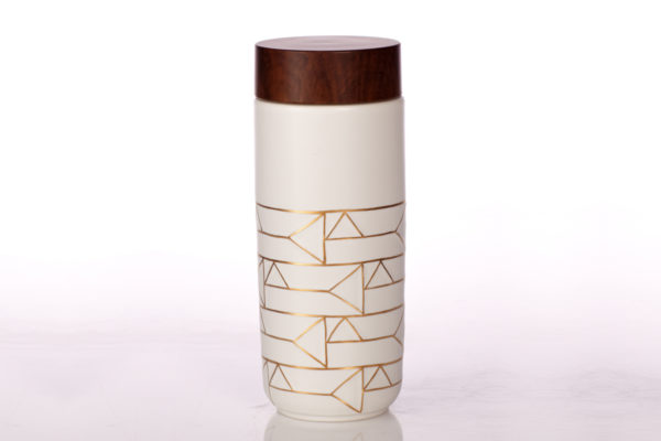 The Alchemical Signs Tumbler White horizontal pattern Hand painted 100 liquid golden line