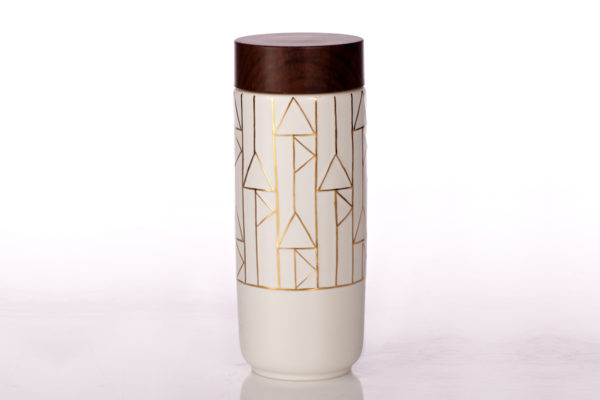 The Alchemical Signs Tumbler White vertical pattern Hand painted 100 liquid golden line