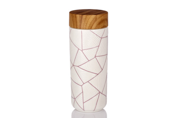 The Geometric Tumbler Hand Painted Purple Line with White Glaze