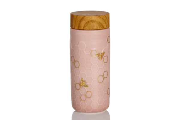 honey bee travel mug rose pink
