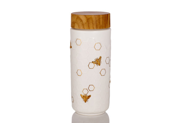 Honey Bee Travel Mug white gold